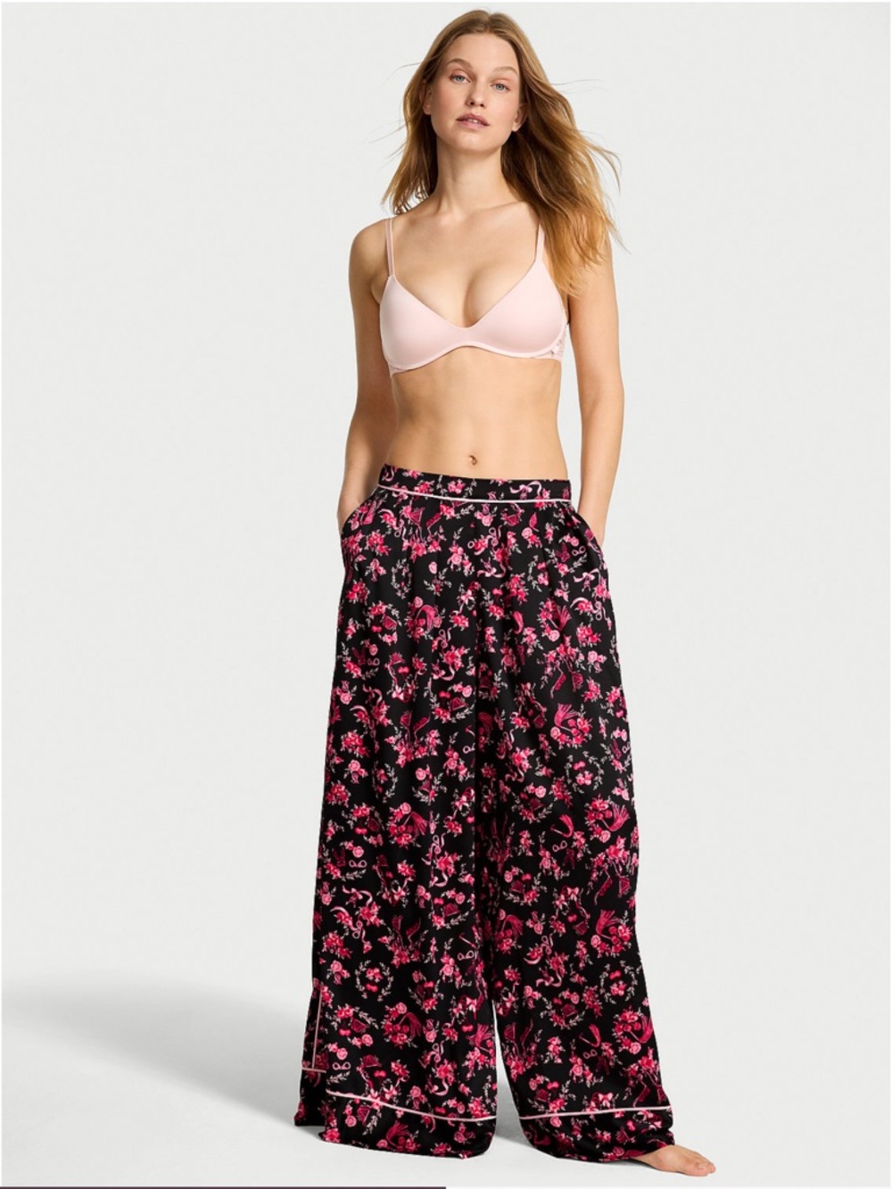 Victoria's Secret Signature Satin Palazzo Sleep Pants